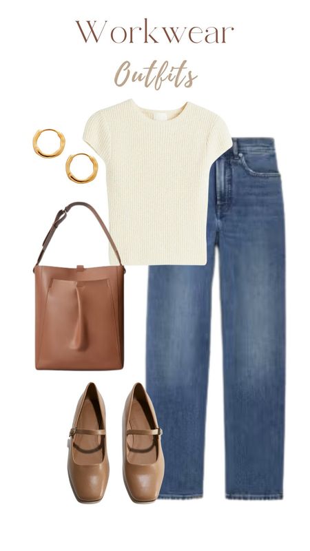 Workwear, white t-shirt, jeans, brown bag, brown ballet flats, office outfit 

#LTKstyletip #LTKworkwear #LTKtravel