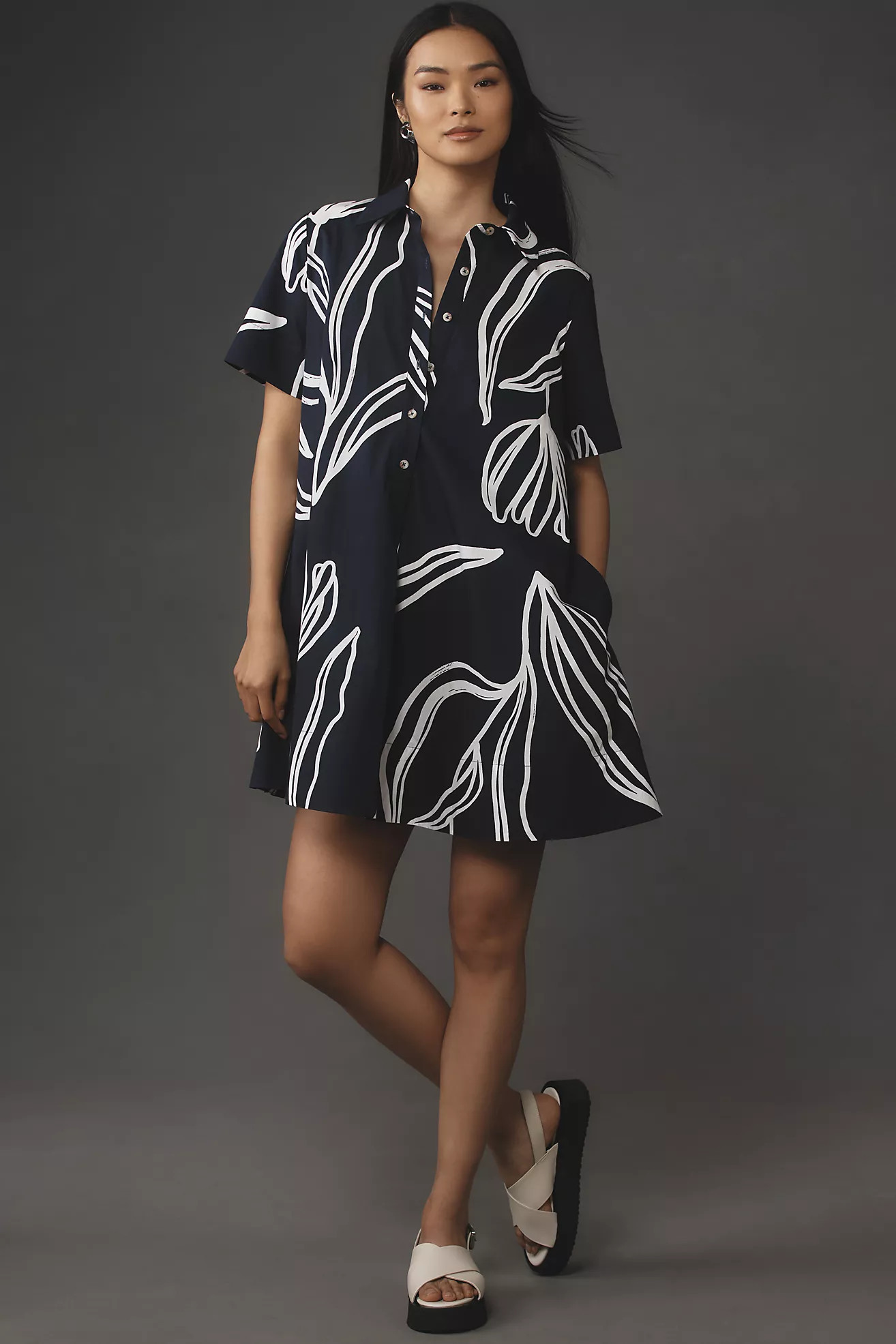 The Pollie Short-Sleeve Swing Tunic Mini Dress | Anthropologie (US)