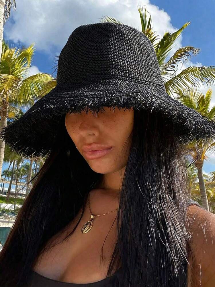 1/2pcs Women's Straw Sun Hat, Wide Brim Beach Hat For Spring/Summer, Sun Protection For Travel, V... | SHEIN