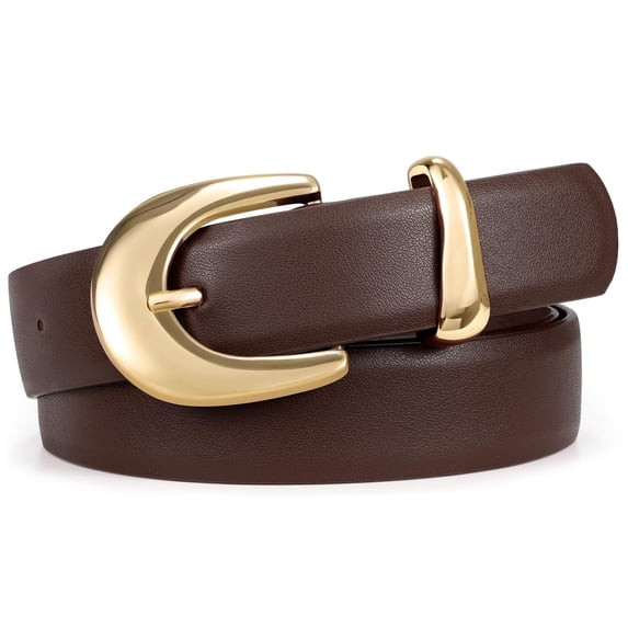 WHIPPY Women Leather Belt for Jeans Dresses Ladies Belts Black Belt with Gold Buckle | Walmart (US)