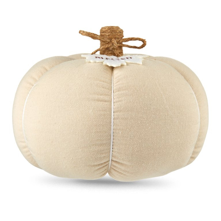 Harvest  5.5 in Fabric Beige Pumpkin with Maple Leaf  Table Decoration, Way to Celebrate | Walmart (US)