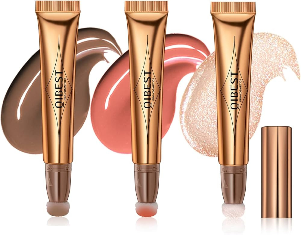 Cream Bronzer Contour Beauty Wand, Highlighter Contour Blush With Cushion Applicator, Liquid Face... | Amazon (US)