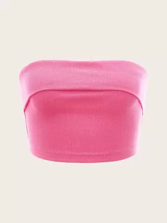 SHEIN ICON Solid Ribbed Knit Tube Top | SHEIN