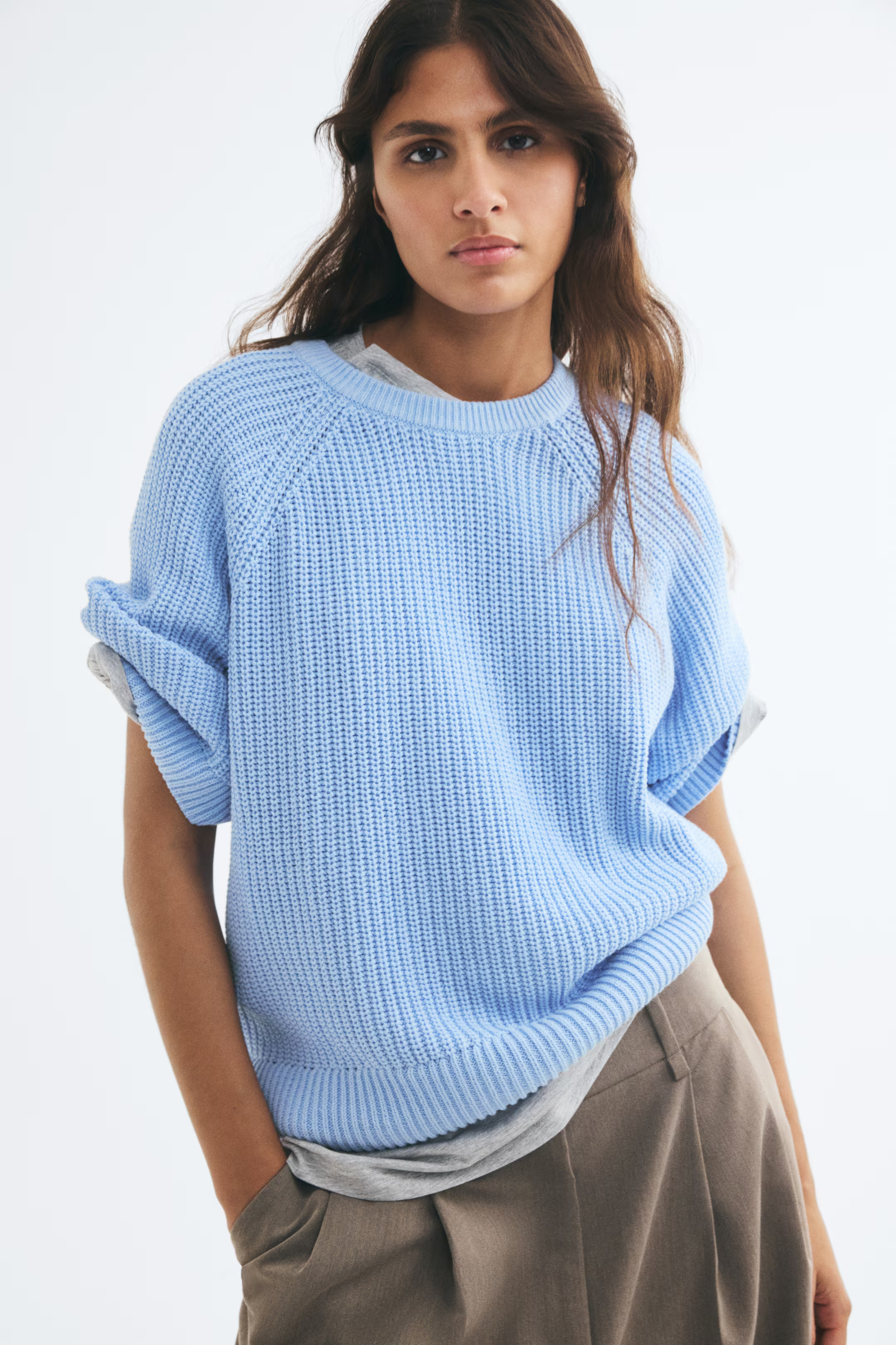 Oversized Rib-Knit T-Shirt | H&M (US, CA, MX)