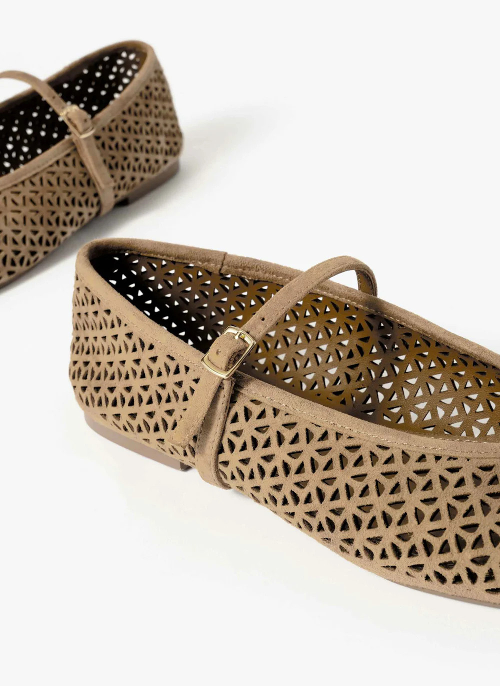 Tabi Tan Suede Ballet Flats | Mint Velvet