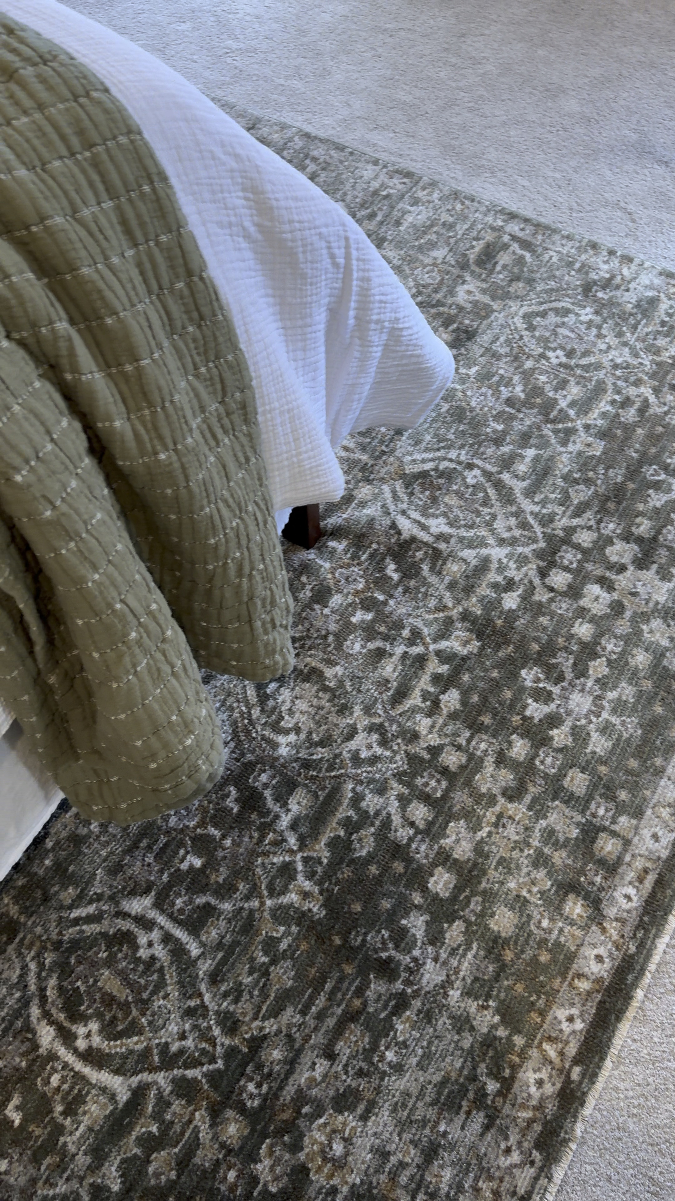 Closer look at our bedroom rug. It’s dark green and is pretty plush under foot. 8x10 is on sale for $277 right now! 

#LTKSaleAlert #LTKWatchNow #LTKHome