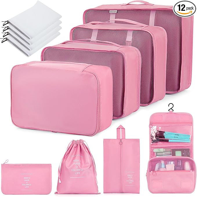 12 Set Packing Cubes for Suitcases, Various Sizes Packing Organizer Bags Set for Travel Accessori... | Amazon (US)