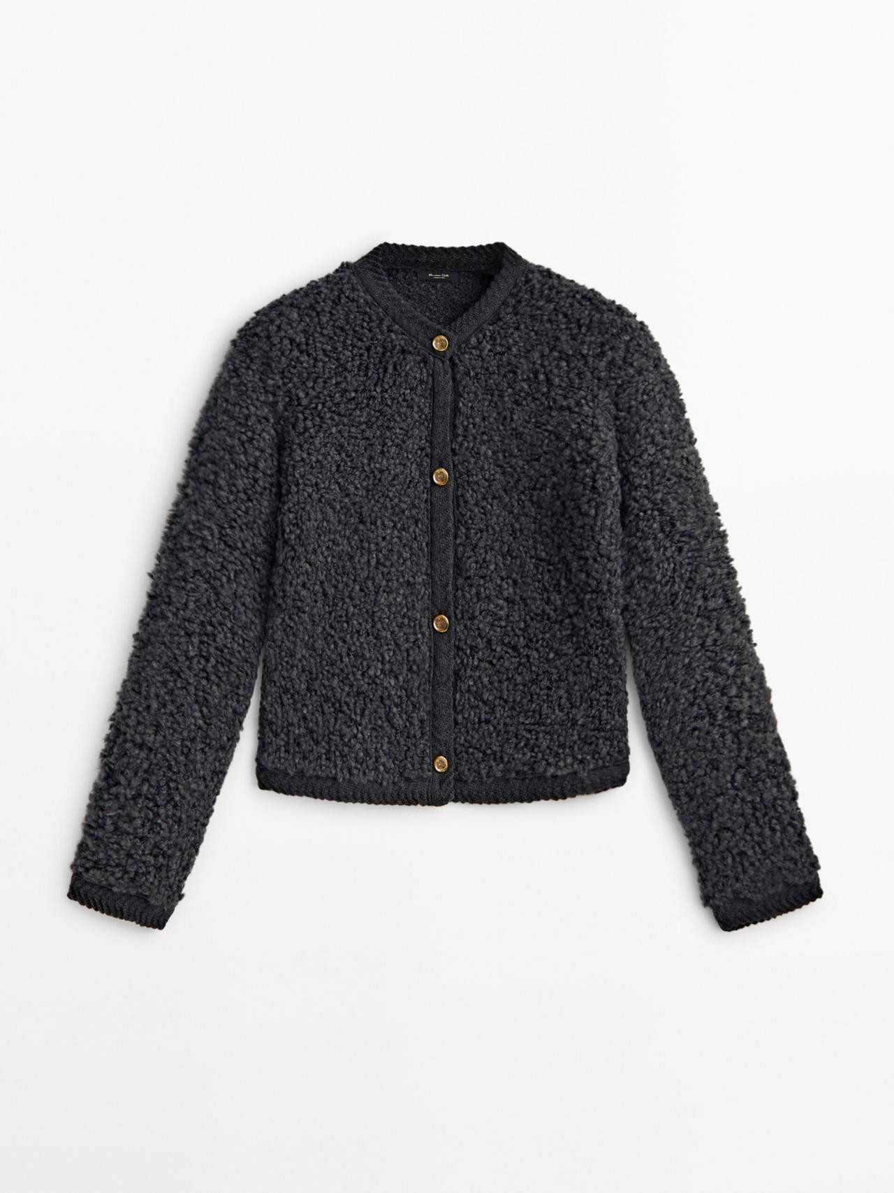 Bouclé knit cardigan with buttons | Massimo Dutti UK