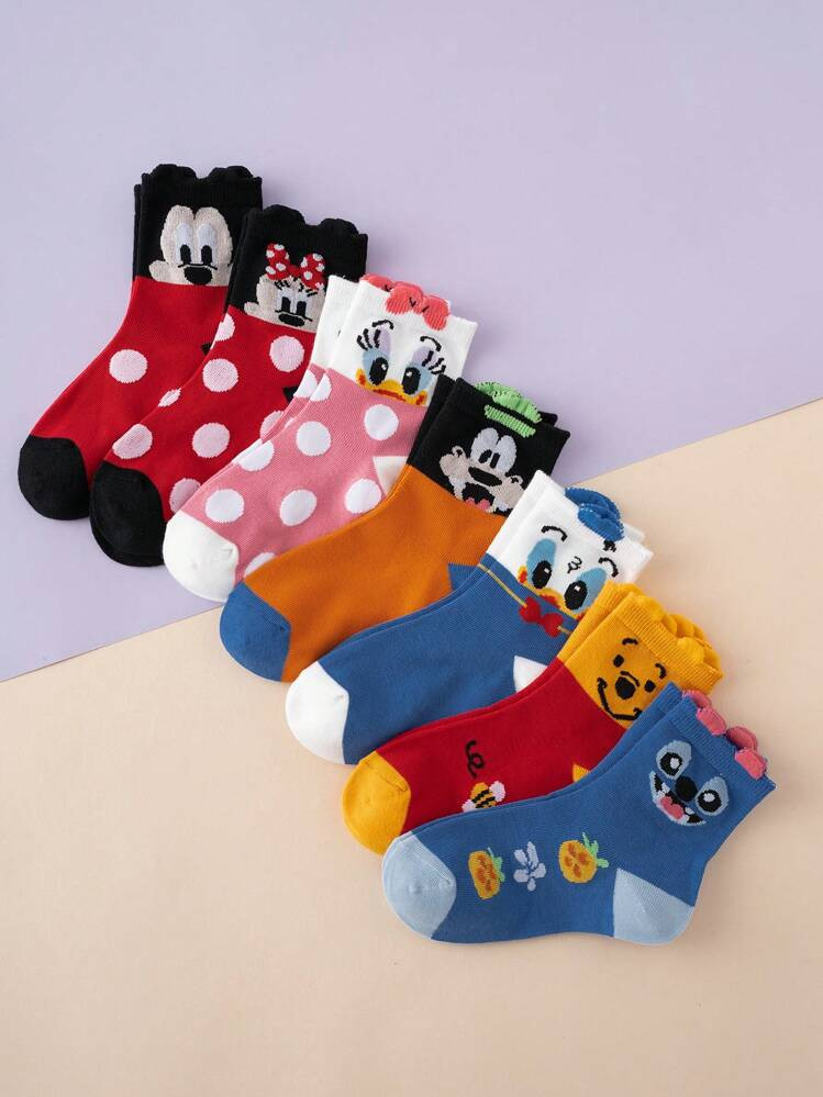 GUKOO 7 Pairs Funny Personalized Cartoon Cute Children Socks, Sports Socks, For All Seasons, Euro... | SHEIN