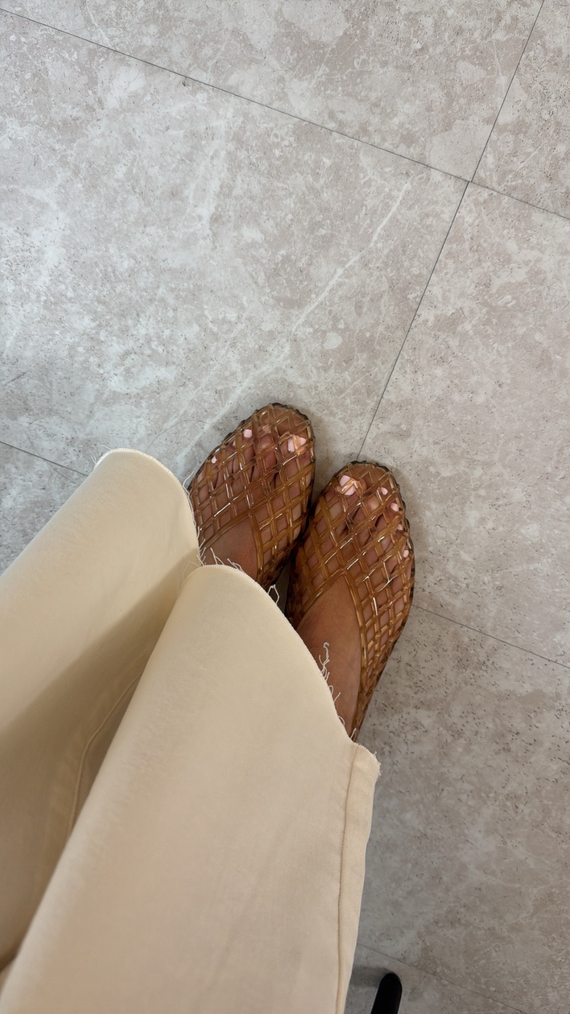 Jelly shoes that are crazy comfortable and so cute! True to size 
Neutral flats 
I’m a 9-9 1/2 and the 9’s fit well 

#LTKSeasonal #LTKmomlife #LTKootd