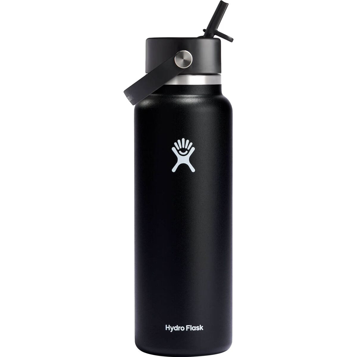 Hydro Flask 40oz Wide Mouth Water Bottle + Flex Straw Cap Black, One Size | Backcountry