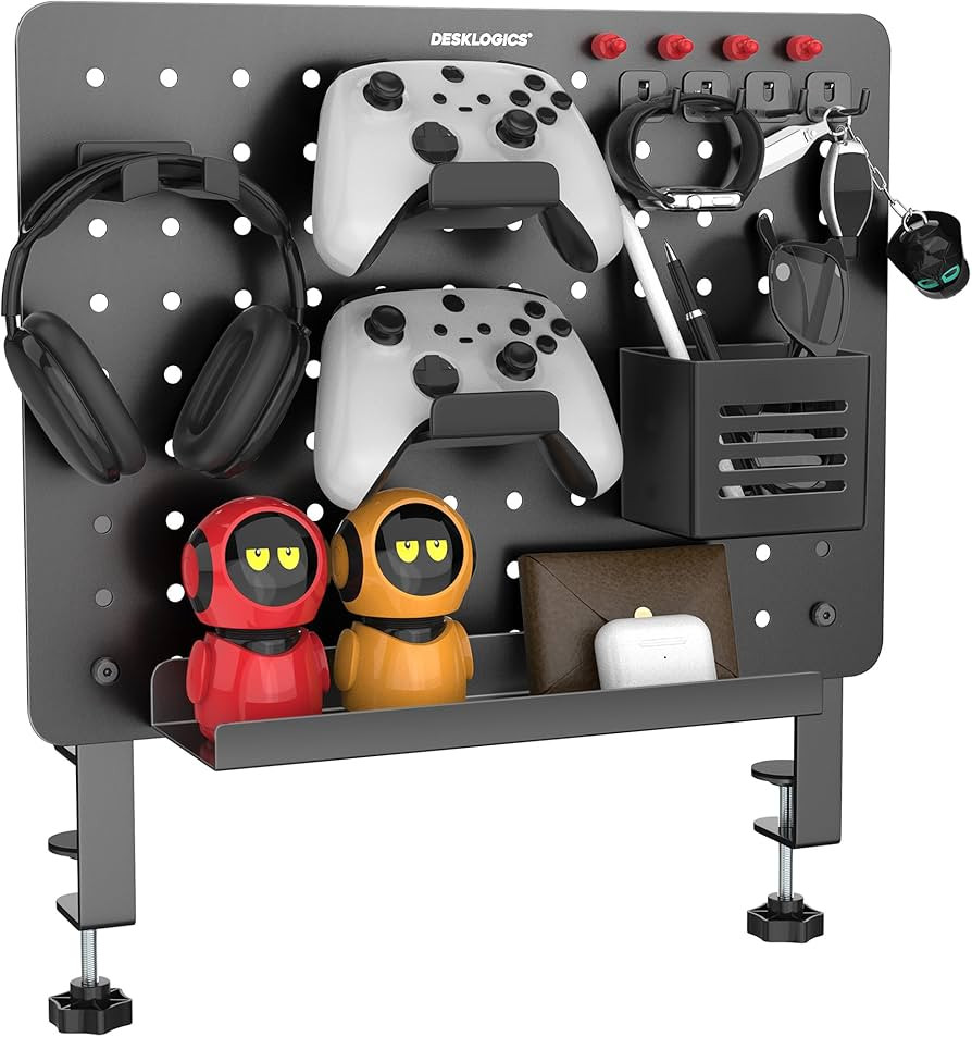 Amazon.com: DeskLogics Clamp-on Desk Pegboard, Steel Desktop Organizer Magnetic Metal Peg Board f... | Amazon (US)