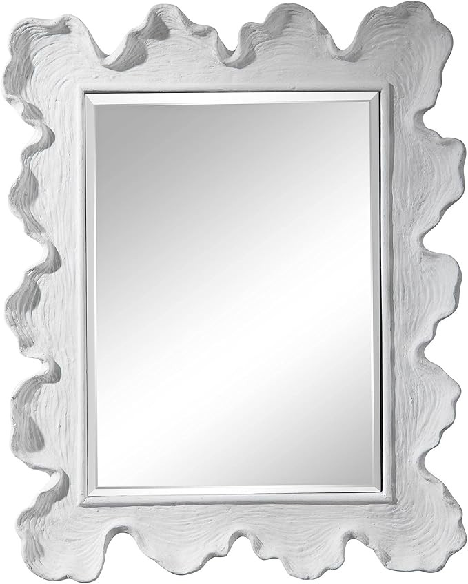 Amazon.com: Sea Coral Matte White 27 1/4" x 34 1/4" Vanity Wall Mirror : Home & Kitchen | Amazon (US)