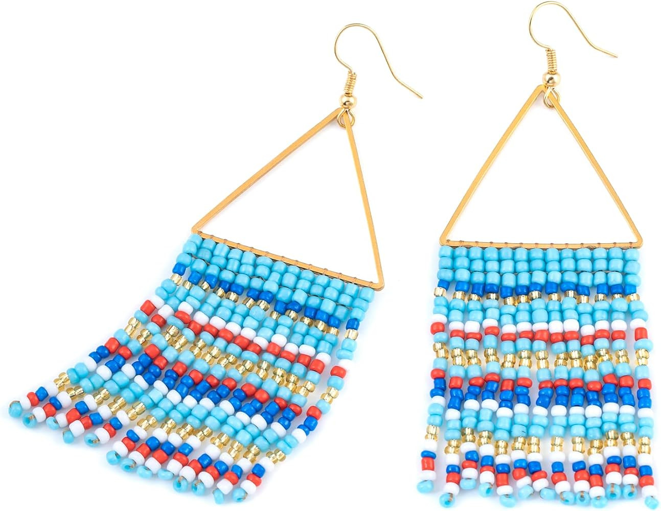Handmade Beaded Tassel Earrings - Statement Seed Bead Earrings, Boho Beaded Fringe Drop Earrings ... | Amazon (US)