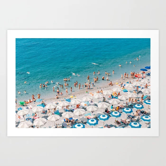 Amalfi Coast Beach Aerial Art Print by braden.studio | Society6