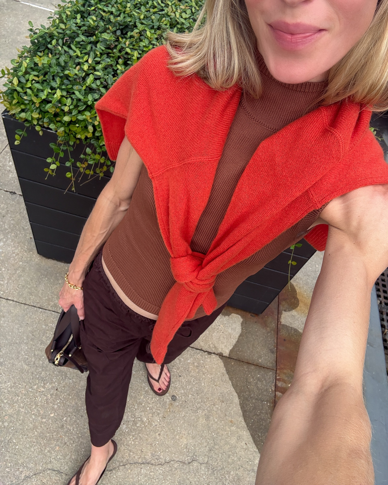 S @Reformation sweater, S Staud top, XS @jcrew cotton pant (also in fall corduroy!), sandals run wide but length is TTS

#LTKgrwm #LTKootd #LTKSeasonal