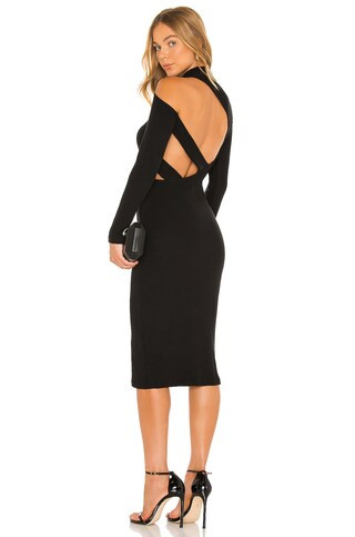 LNA X REVOLVE Auto Lux Midi Dress in Black from Revolve.com | Revolve Clothing (Global)