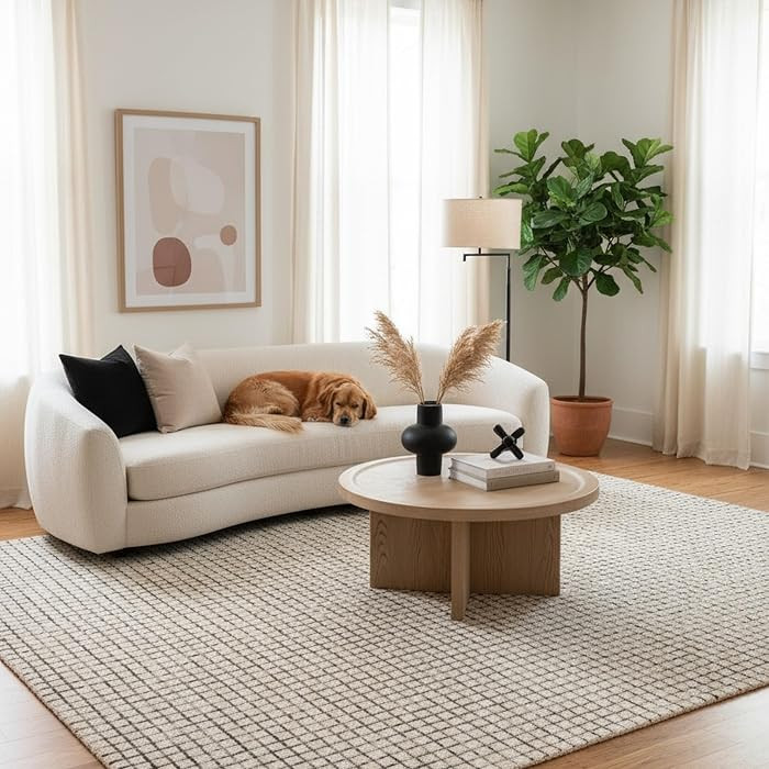 Nuloom Melrose Cream Checkered Hand Tufted Wool Area Rug, 8' x 10' | Amazon (US)