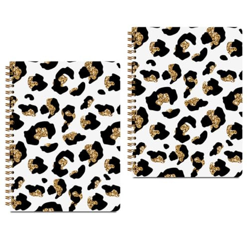 2Packs Leopard Print Spiral Notebook College Ruled Cheetah Print Aesthetic Design Journaling Notebooks Gifts for Women Girls Note Books Journals for Writing Spiral Bound Notebook Office Supplies | Amazon (US)