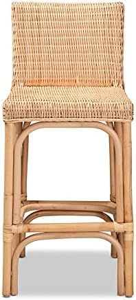 BOWERY HILL Natural Finished Rattan Counter Stool | Amazon (US)