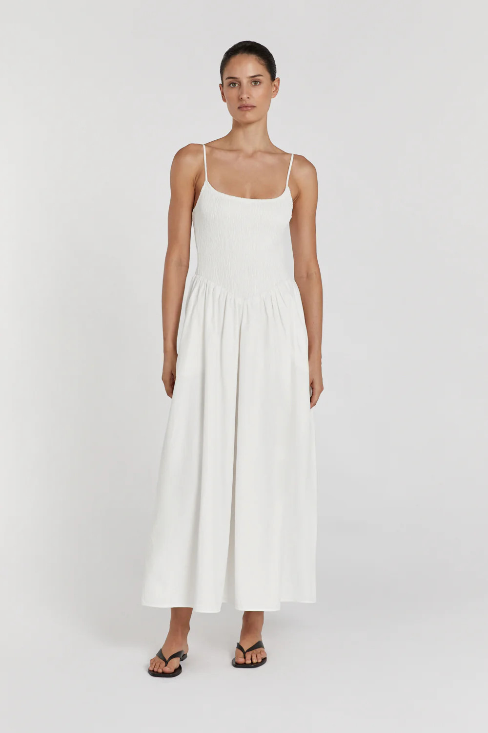 MILANO WHITE COTTON MIDI DRESS | DISSH