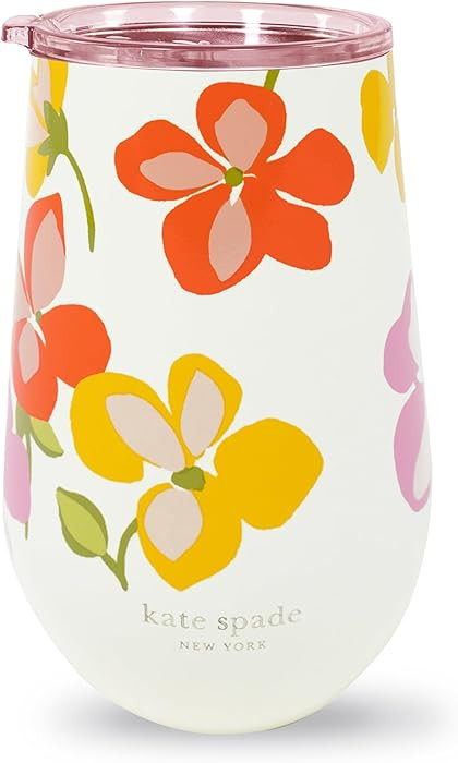 kate spade new york Insulated Stainless Steel Wine Tumbler, 16 Ounce Double Wall Tumbler, Floral ... | Amazon (US)