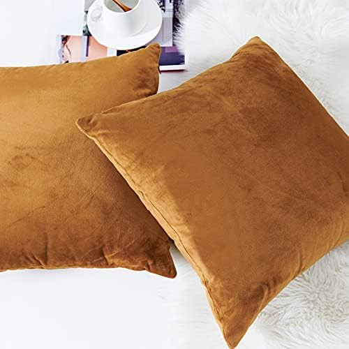 Lazzzy Velvet Throw Pillow Cover Christmas Decorative Pillowcase for Couch Bed Sofa Chair Yellow ... | Amazon (US)