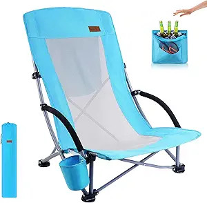 Nice C Beach Chair, Beach Chairs for Adults w/Cooler Compact High Back, Cup Holder & Carry Bag & ... | Amazon (US)