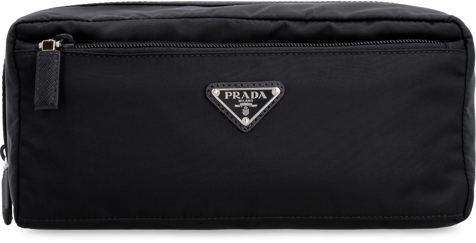 Prada Logo Plaque Travel Pouch | Cettire Global