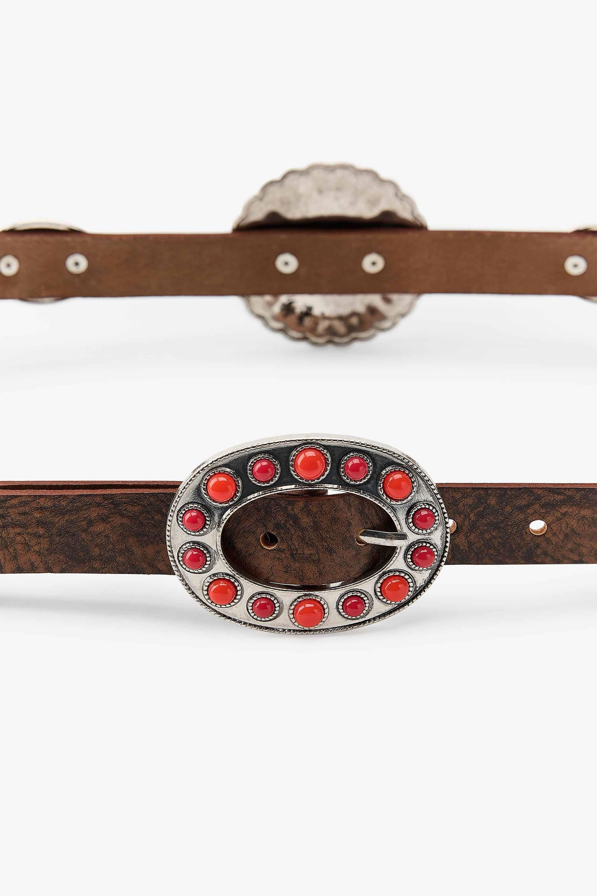 STONE LEATHER BELT | Zara US