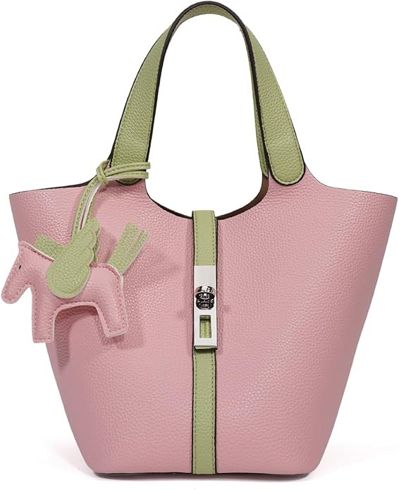Tote Bag for Women Vegan Leather Bucket Purse for Women Top Handle Handbag Shoulder Bag with Deta... | Amazon (US)