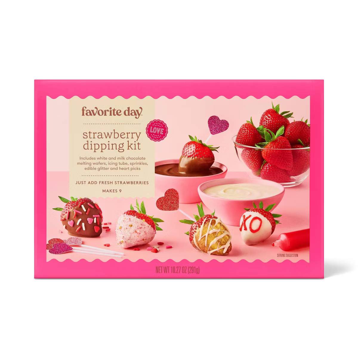 Strawberry Dipping Valentine Kit with Edible Glitter Drink Mix - 10.27oz - Favorite Day™ | Target