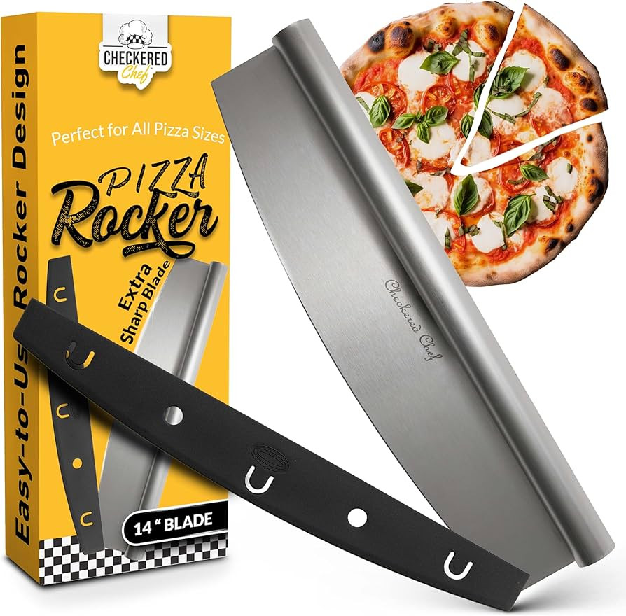 Checkered Chef Pizza Cutter Rocker Blade 14" - Sharp Stainless Steel Rocker Knife with Plastic Bl... | Amazon (US)