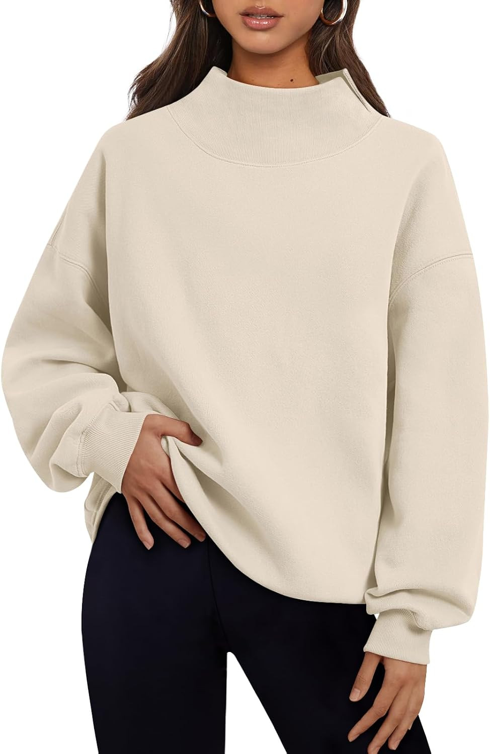 Trendy Queen Womens Mock Neck Sweatshirts Oversized Pullover Fall Outfits | Amazon (US)