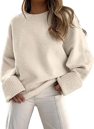 ANRABESS Women's Oversized Sweaters 2025 Long Sleeve Fuzzy Knit Casual Chunky Pullover Sweater Fa... | Amazon (US)