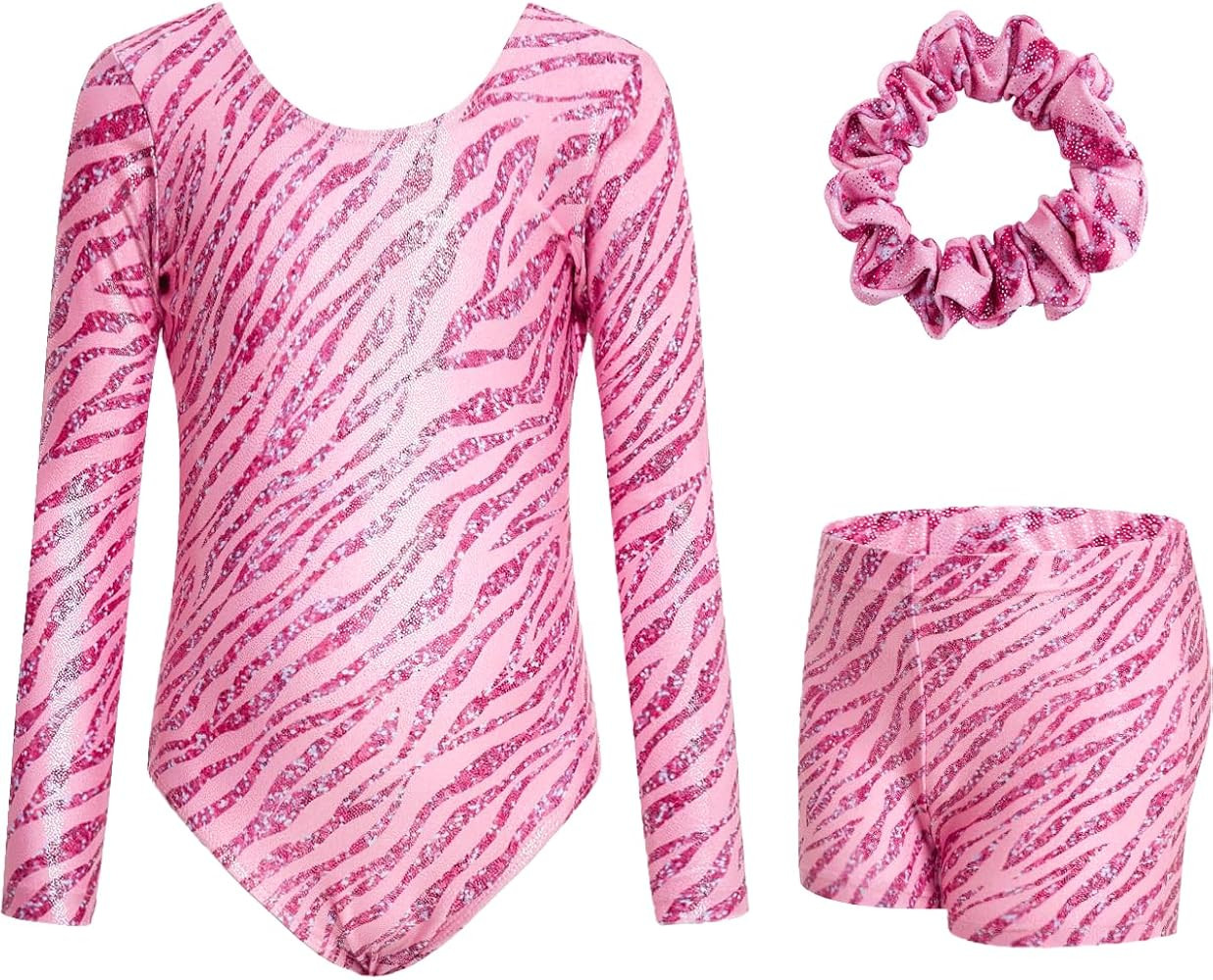 JiAmy Leotards for Girls Gymnastics, Long Sleeve Sparkly Dance Biketards with Shorts Ballet Tumbl... | Amazon (US)