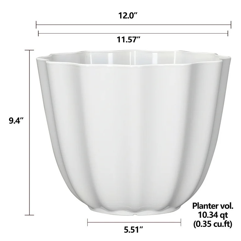 Mainstays Cream Poppy Recycled Resin Planter, 12in x 12in x 9.4in - Walmart.com | Walmart (US)