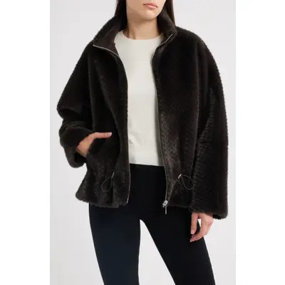 Sam Edelman Reversible Peplum Faux Fur Jacket in Dark Brown at Nordstrom, Size X-Large | Nordstrom