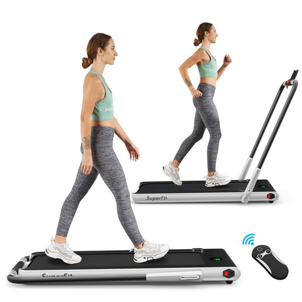 SuperFit 2.25HP 2-in-1 Folding Under Desk Treadmill W/Speaker Controller APP, Silver - Walmart.co... | Walmart (US)