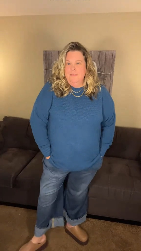 Loving this sweater and high wasted wide leg cuffed jeans from Halara. 

#LTKPlusSize #LTKSaleAlert #LTKStyleTip