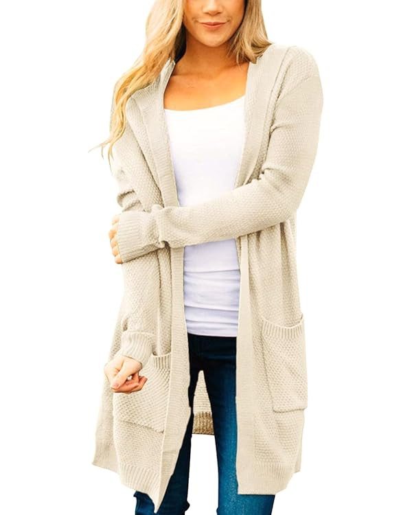 MEROKEETY Women's 2025 Long Sleeve Open Front Hoodie Knit Sweater Cardigan Outwear | Amazon (US)