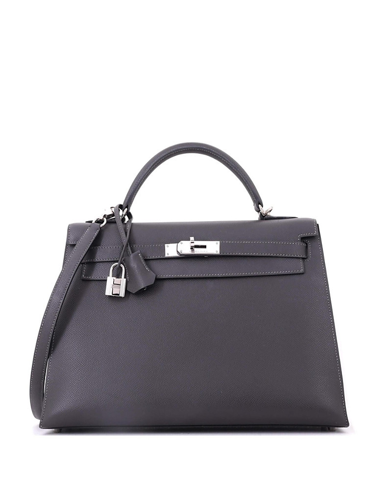 Pre-Owned HERMES Kelly 32 Handbag Grey Epsom with Palladium Hardware | Bloomingdale's (US)