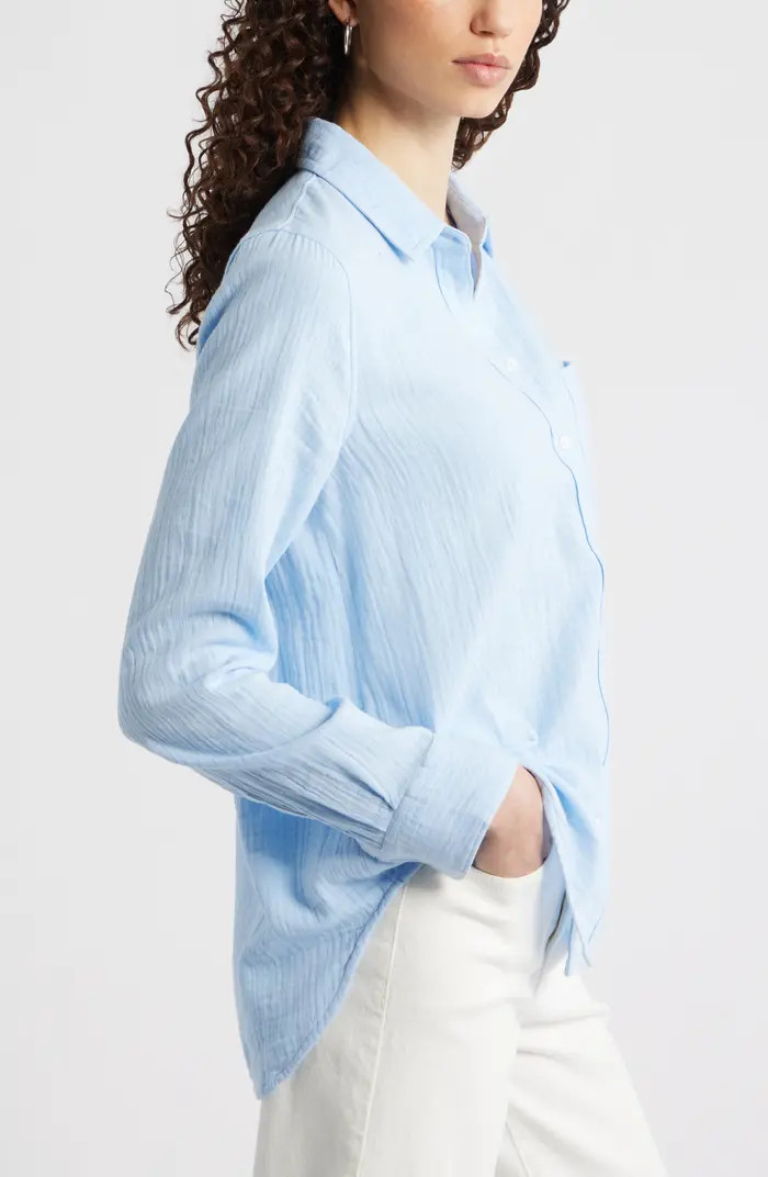 Casual Gauze Button-Up Shirt | Nordstrom