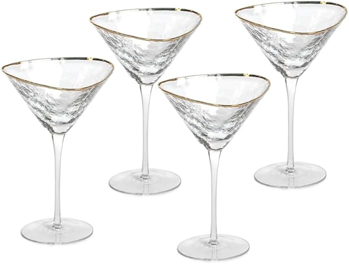 A CIVILIZED MAN Amalfi Triangular Glassware or Stemware with Gold Rims - Sets of 4 (Martini - S/4... | Amazon (US)