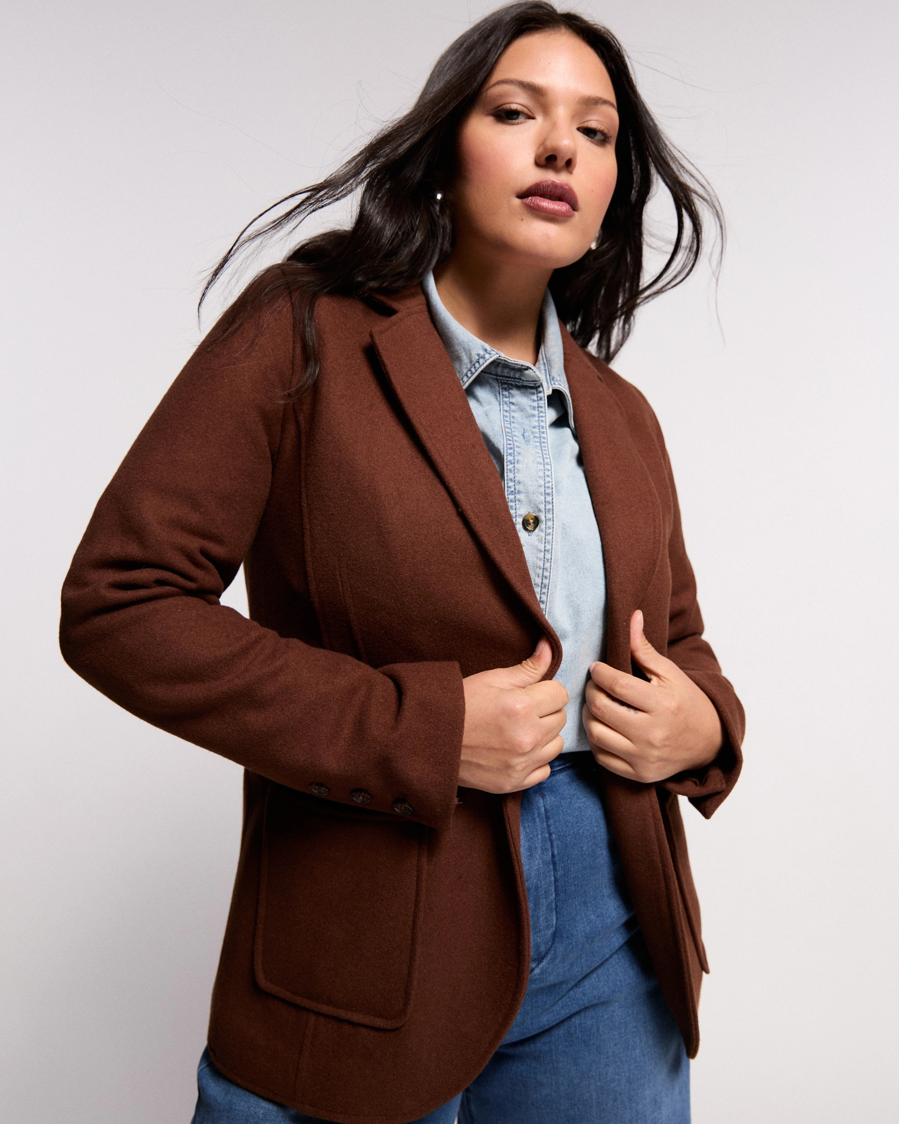 Kidjo Tailored Wool Jacket - Grizzly | Universal Standard