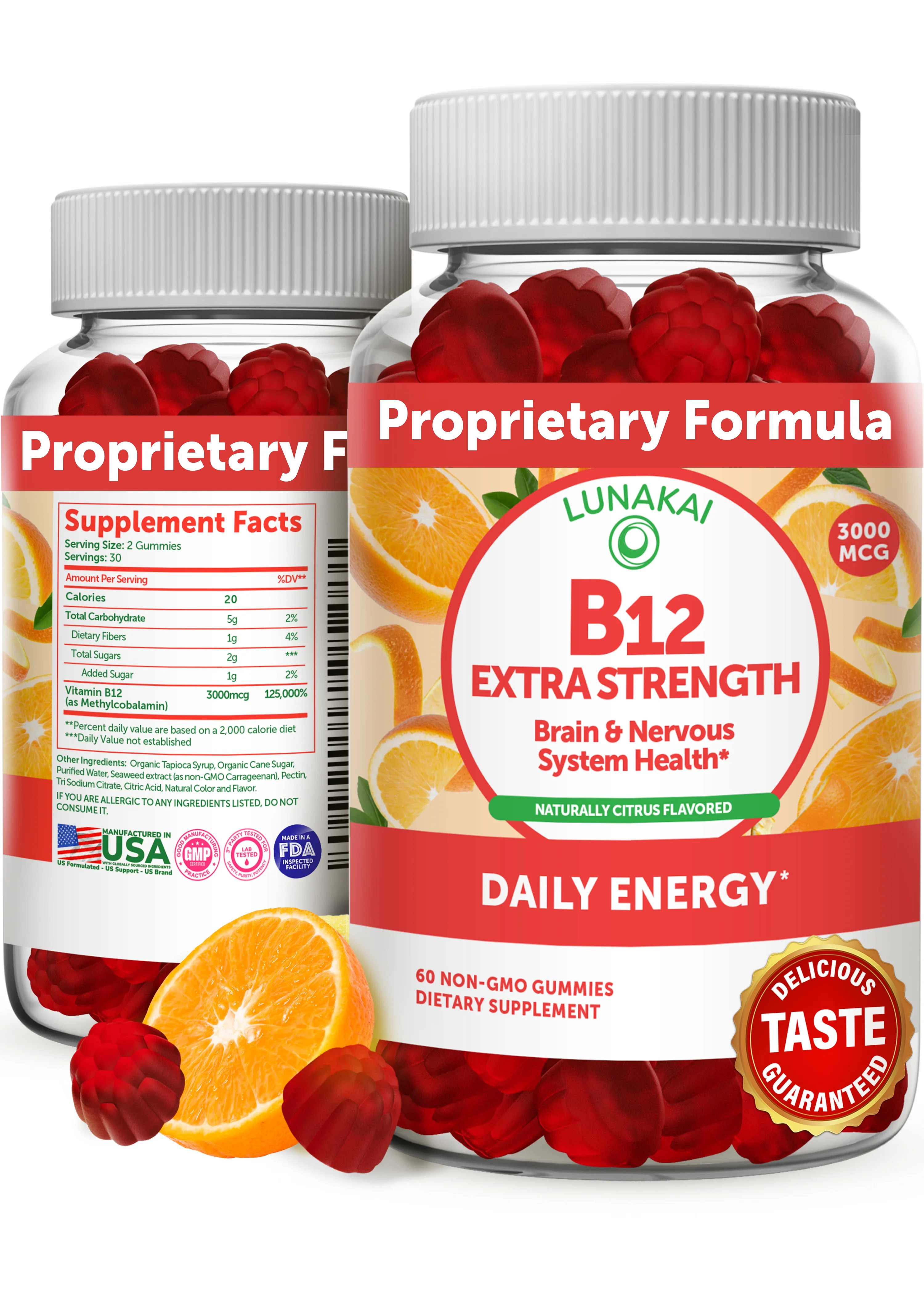 Lunakai Vitamin B12 Gummies Non-GMO Vegan Paleo No Corn Syrup, 30 Day Supply | Walmart (US)