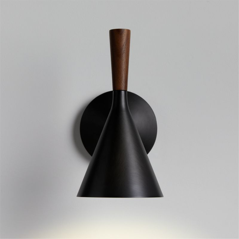 Weston Black Mid-Century Modern Wall Sconce Light Set of 2 + Reviews | Crate & Barrel | Crate & Barrel