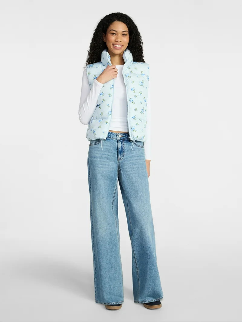 No Boundaries Puffer Vest, Lightweight, Women’s XXS-XXL | Walmart (US)