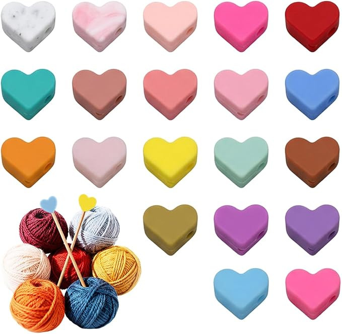 ZZXLLRO 20Pcs Heart Knitting Needle Stoppers Silicone Point Protectors Accessories Fit Size 2.5-1... | Amazon (US)