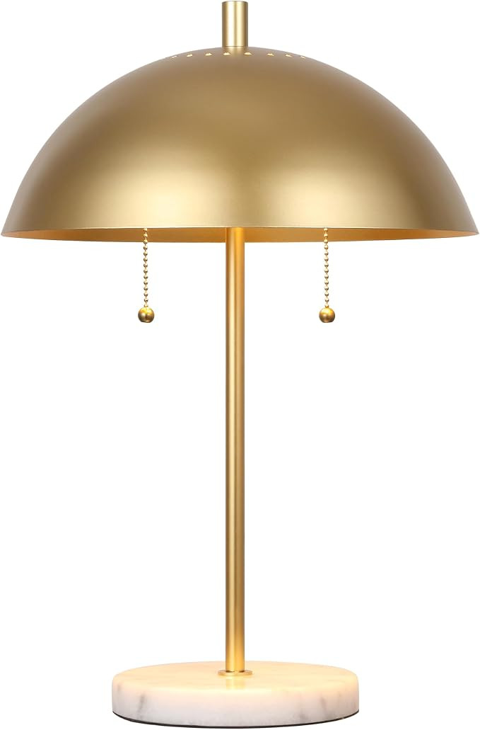 JONATHAN Y 20.7" Gold/White Marble 2-Light LED Table Lamp for Modern Bedside Decor, Glam Desk Lam... | Amazon (US)
